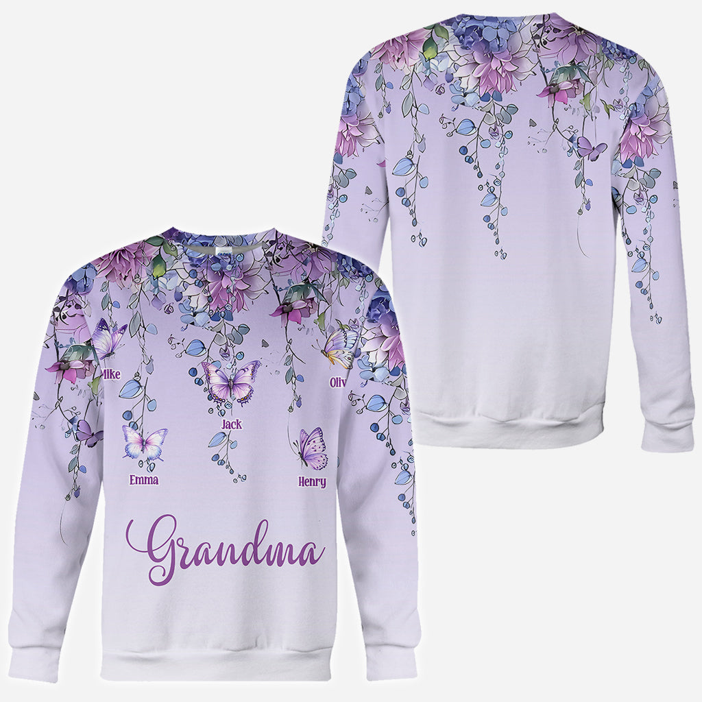 Grandma And Children Butterfly - Personalized Grandma All Over Shirt