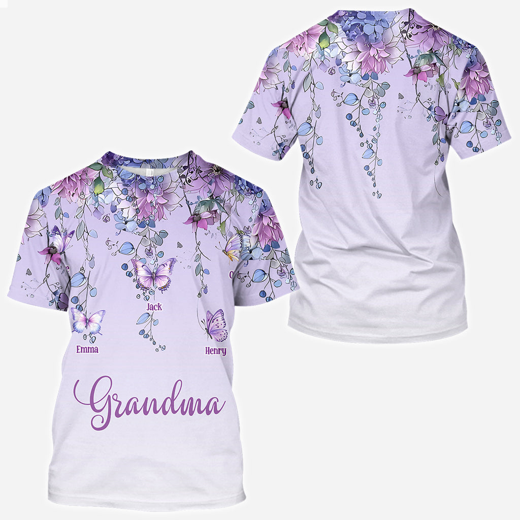 Grandma And Children Butterfly - Personalized Grandma All Over Shirt