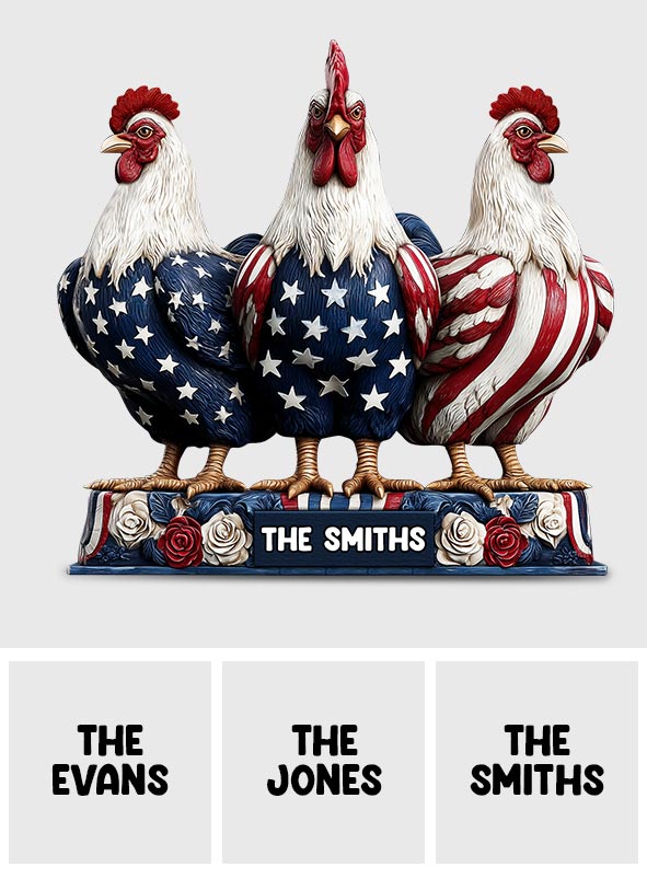 Patriotic Chicken - Personalized Chicken Custom Shaped Acrylic Plaque