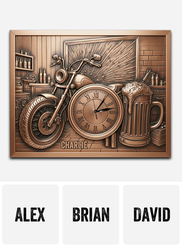 Garage Decoration - Personalized Biker LED Light Wall Clock