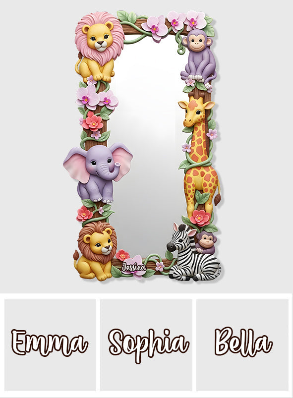 Safari Friends - Personalized Kid Wall Hanging Mirror