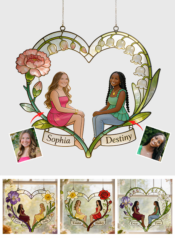 Jedes Foto – Wenn Freunde Blumen wären, würde ich dich pflücken – Personalisierter Fensterhänger „Beste Freundin“