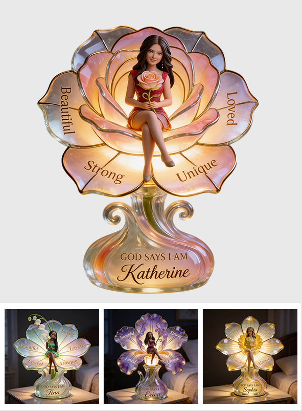 Any Photo Custom Birth Flower - Personalized Self Love Acrylic LED Night Light