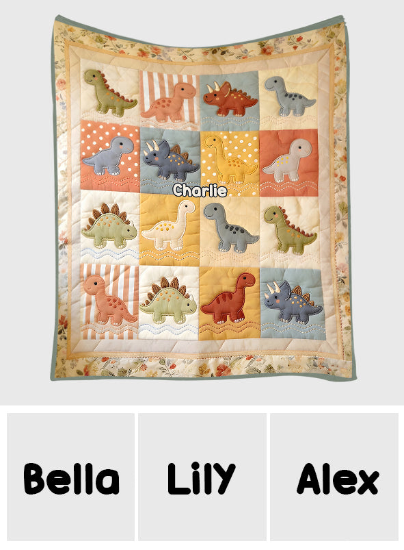 Niedliche Dinosaurier - Personalisierte Kinderdecke