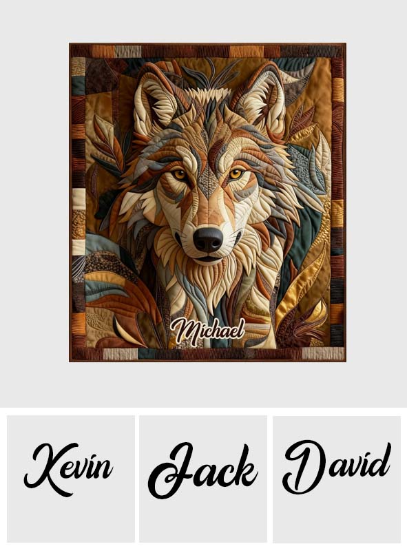 Native Wolf - Personalized Wolf Blanket