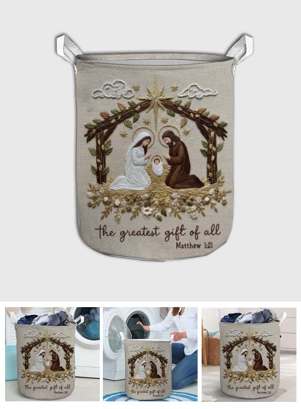 The Greatest Gift Of All Nativity Scene Holy Night - Christian Storage Basket