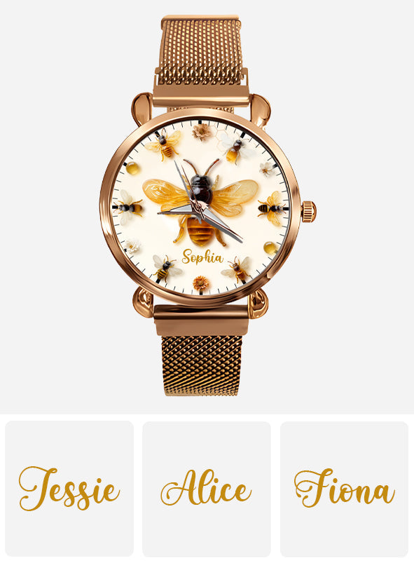Montre-bracelet personnalisée pour femme « Juste une fille qui aime les abeilles » - Motif abeille