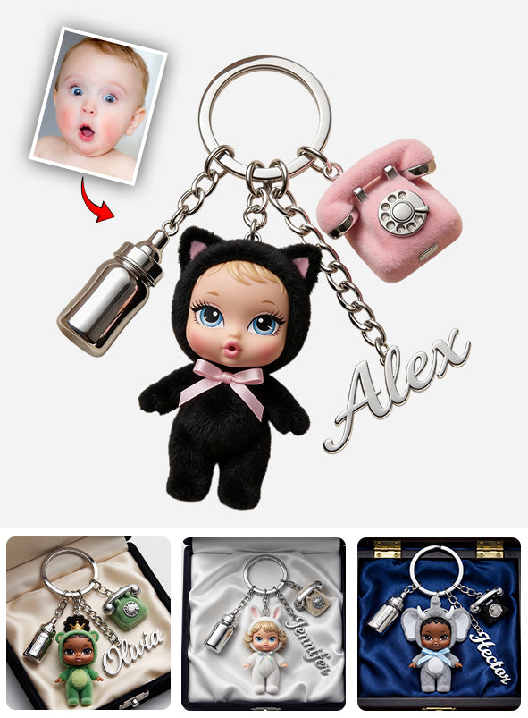 Y2K Animal Doll - Personalized Kid Keychain With Charms