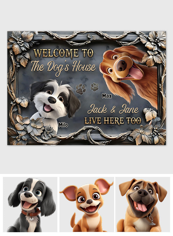 Welcome To The Dog House - Personalized Dog Rectangle Metal Sign