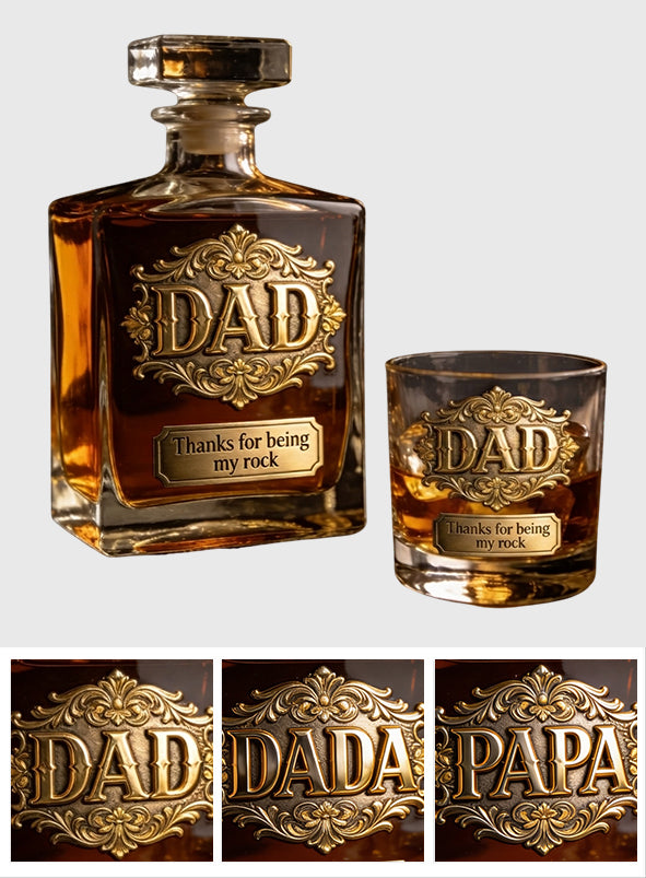 Danke, dass du mein Fels bist - Personalisierbares Whiskey Dekanter Set