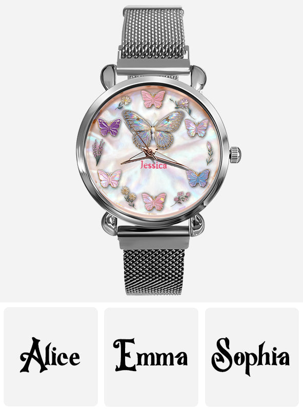 Sparkle Butterfies - Personalized Butterfly Women Hand Watch