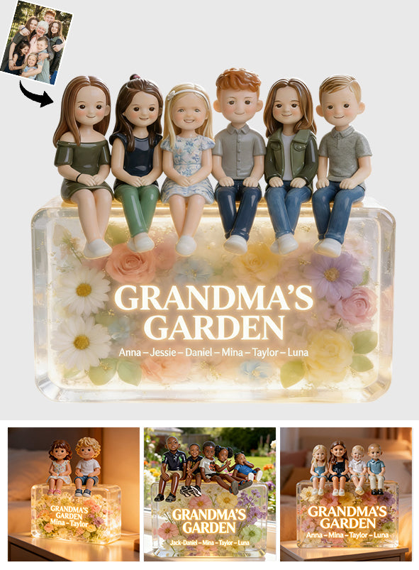 Grandma's Garden - Personalized Grandma Acrylic LED Night Light