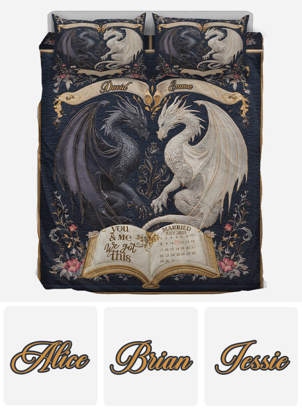 Mystical Dragon Duo Couple Bedroom Decor - Personalized Dragon Bedding Set