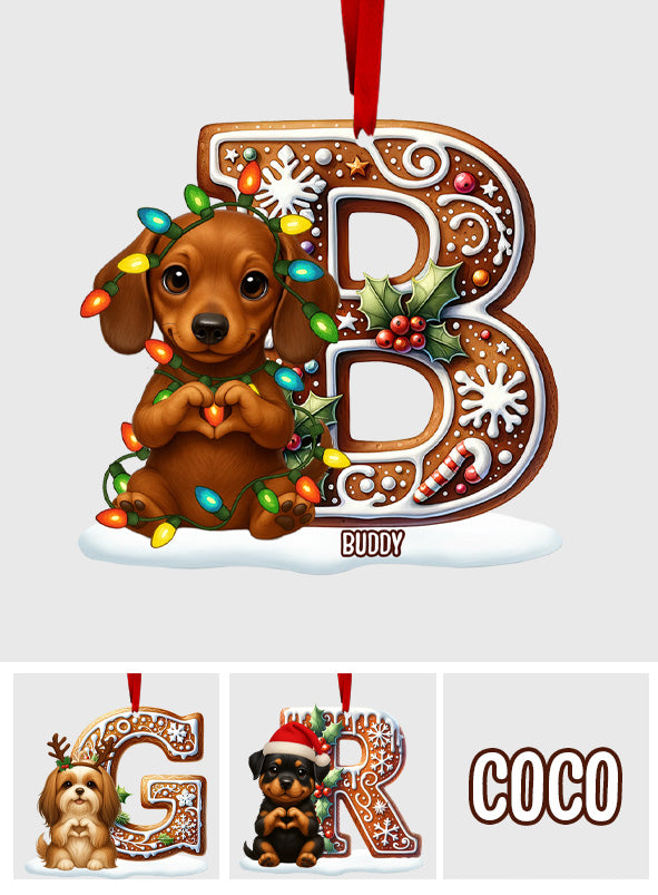 Initiales personnalisées pour les amoureux des chiens et des chats - Ornement personnalisé en forme de chien