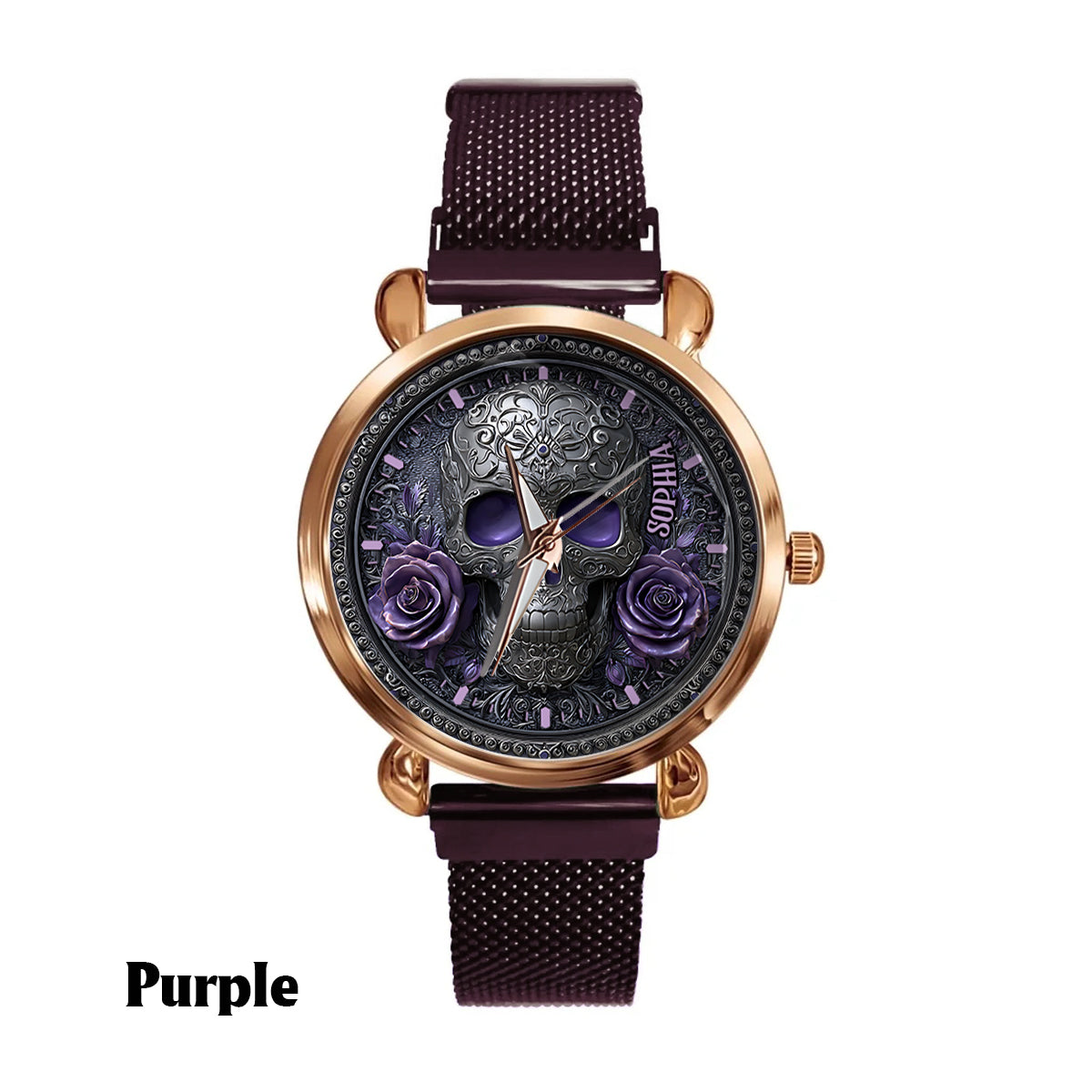 Skull And Roses - Personalized Skull Women Hand Watch