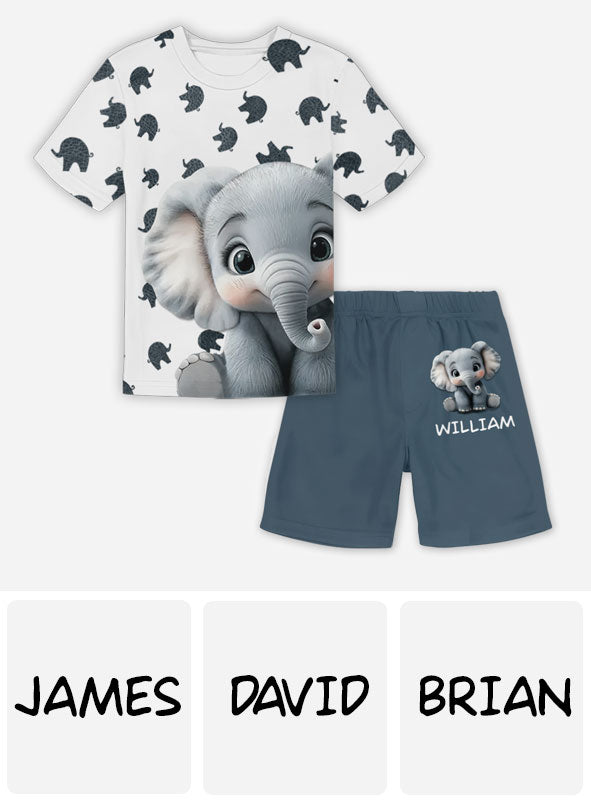 Cute Baby Elephant Clothing Set For Kid - Personalized Elephant Kid T-shirt & Shorts