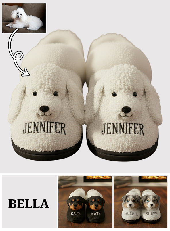 Furry Friends - Personalized Dog Slippers With Fur Lining
