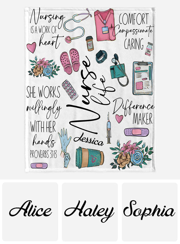 Nursing Is A Work Of Heart - Personalized Nurse Blanket