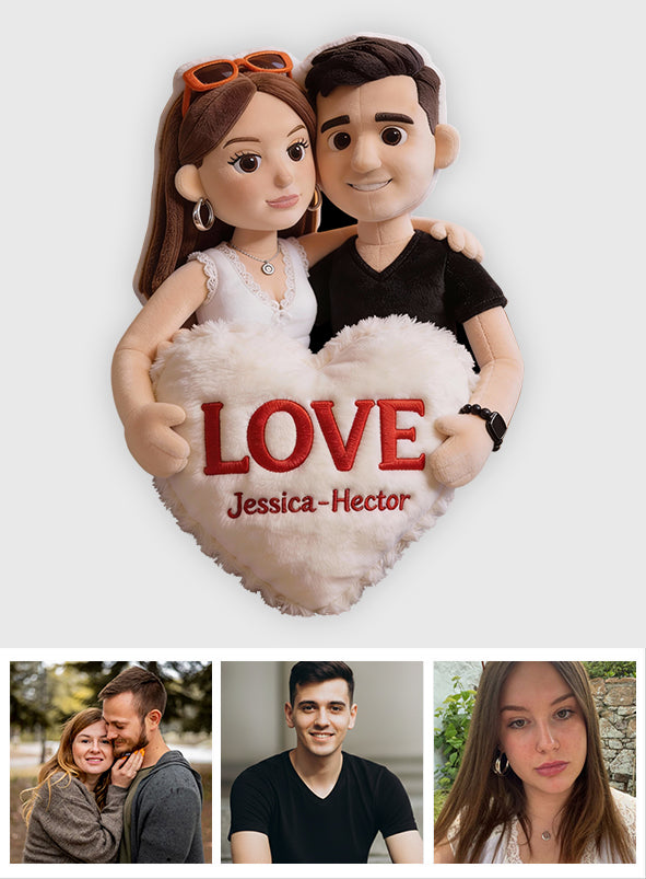 Photo to Custom Cut-Shape Plush Pillow - Personalized Couple Faux Fur Shaped Pillow
