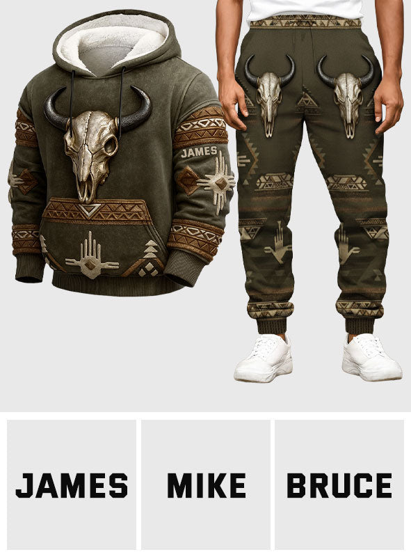 Motif tribal tête de mort, amérindien - Ensemble sweat-shirt et pantalon de survêtement amérindien personnalisé