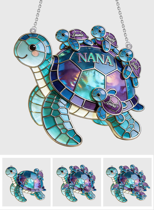 Nana Turtle Gift For Mom, Grandma - Personalized Grandma Window Hanging Suncatcher Ornament