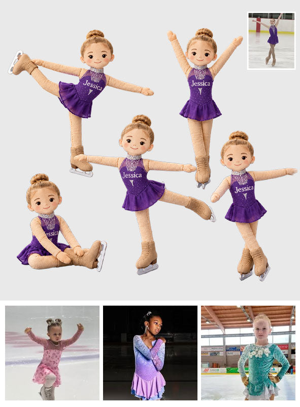 Custom Doll From Any Photo - Personalized Ice Skating Posable Plush Doll