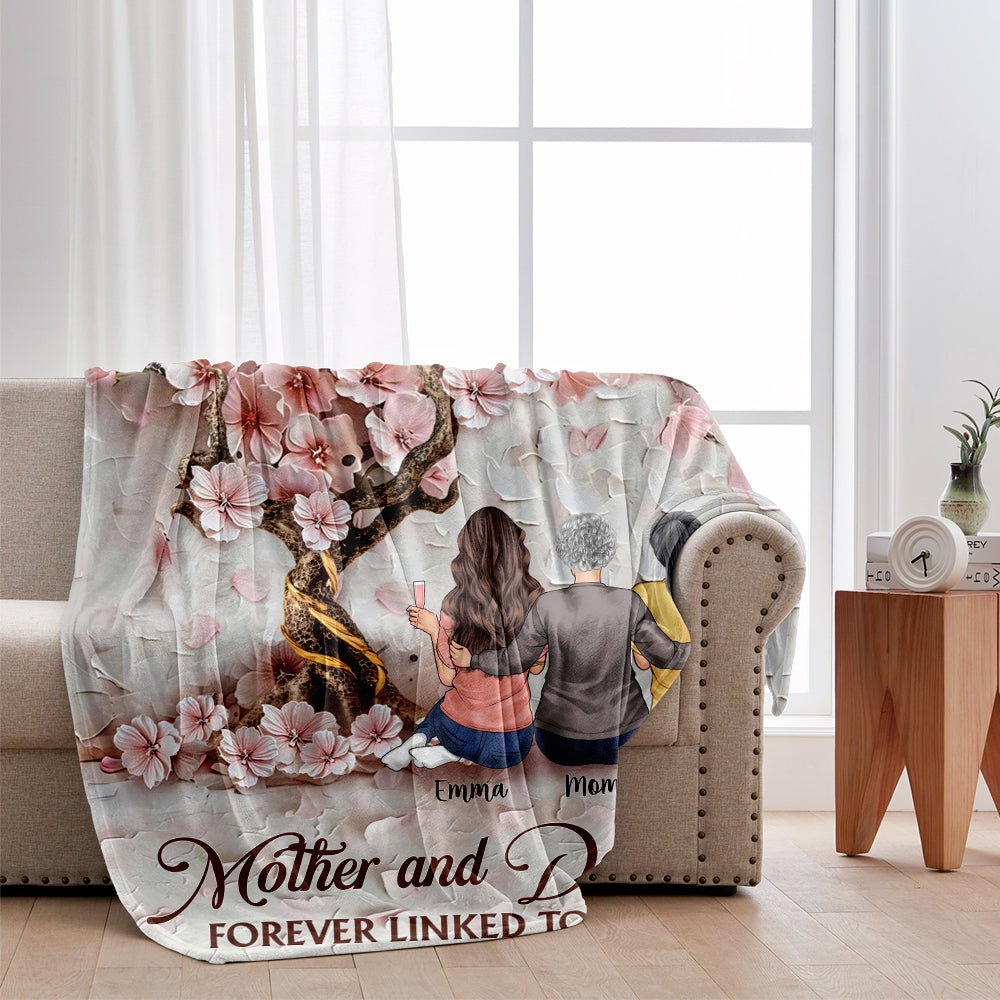 Mother And Daughters Forever Linked Together - Personalized Mother Blanket