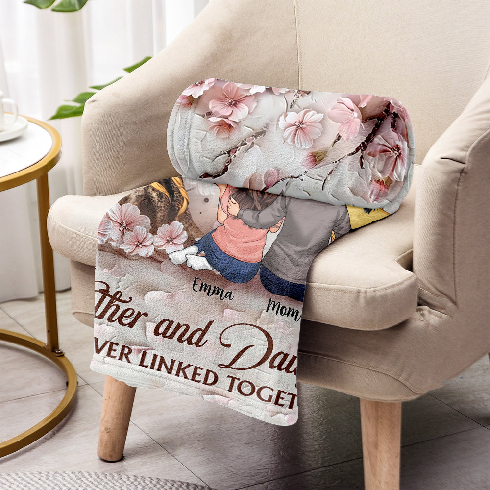 Mother And Daughters Forever Linked Together - Personalized Mother Blanket