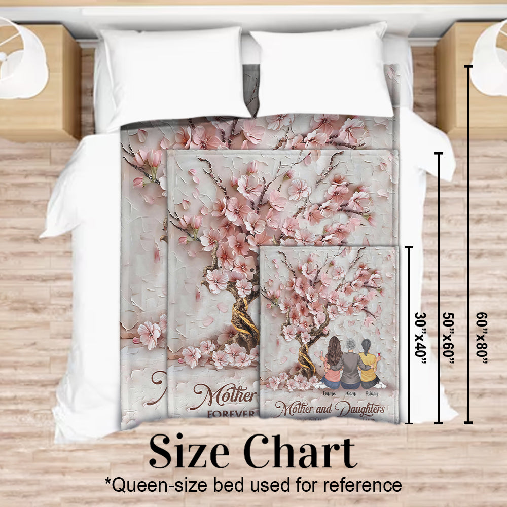 Mother And Daughters Forever Linked Together - Personalized Mother Blanket