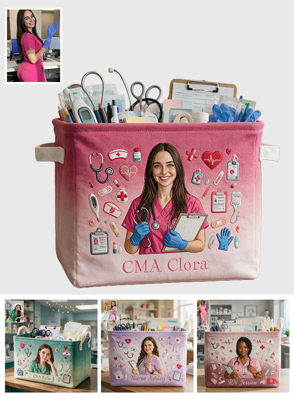 Nursing Is A Work Of Heart - Personalized Nurse Rectangle Storage Basket