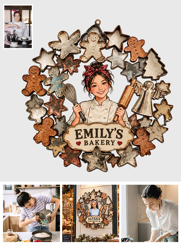 Cute Cookie Cutter Metal Wall Art, Custom From Any Photo - Personalized Baking Cut Metal Sign