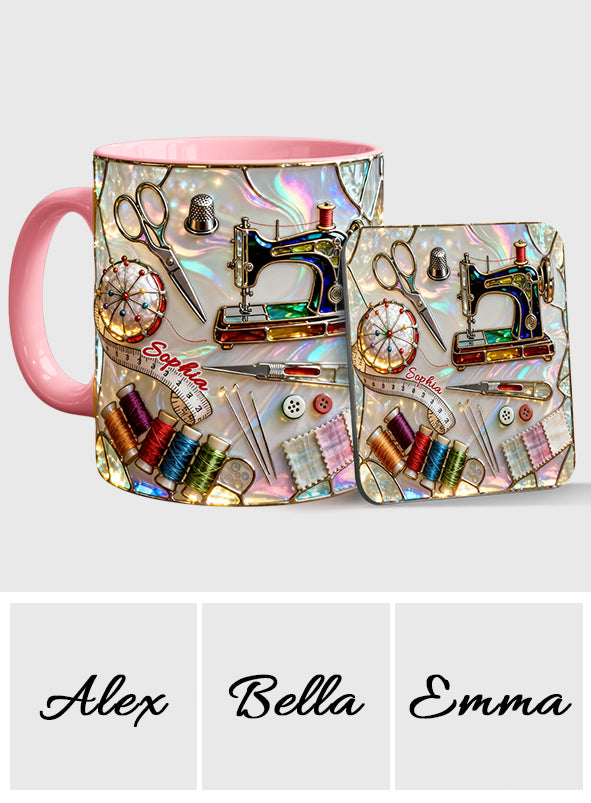 Love Sewing - Personalized Sewing Accent Mug & Coaster
