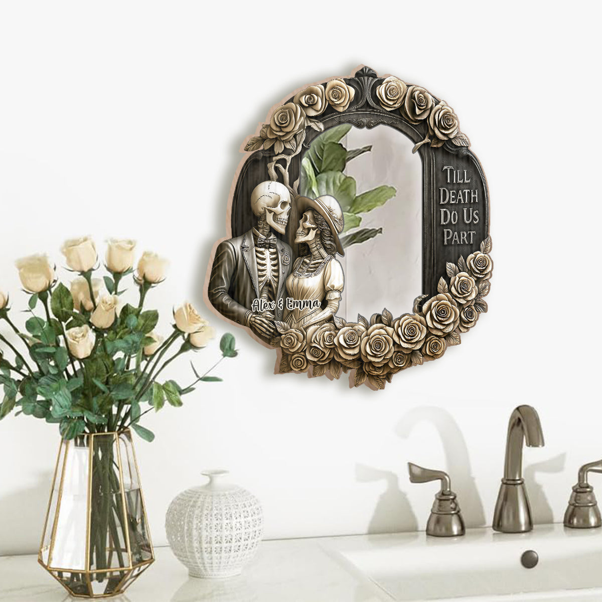 Til Death Do Us Part - Personalized Skull Wall Hanging Mirror