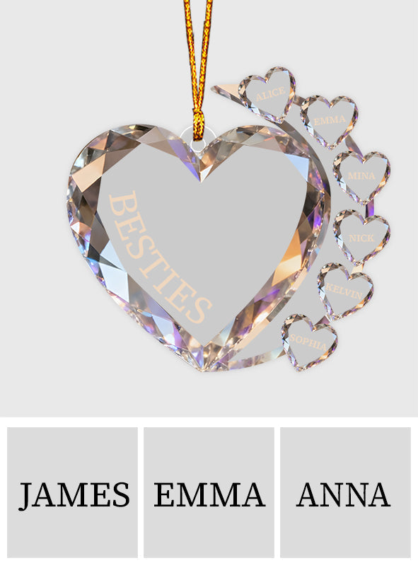 Sparkling Hearts - Personalized Family Transparent Ornament