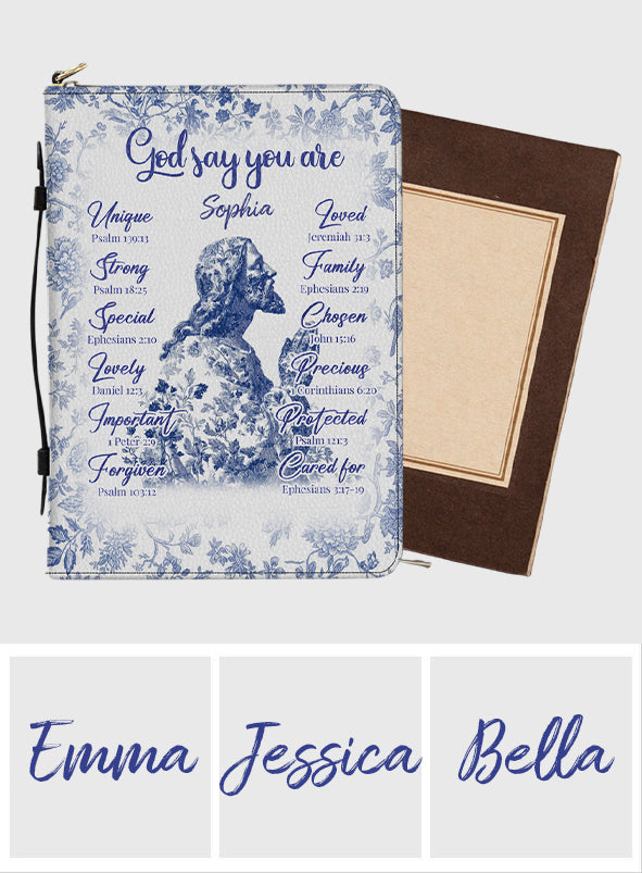 Dieu dit que tu l'es - Étui de Bible en cuir chrétien personnalisé