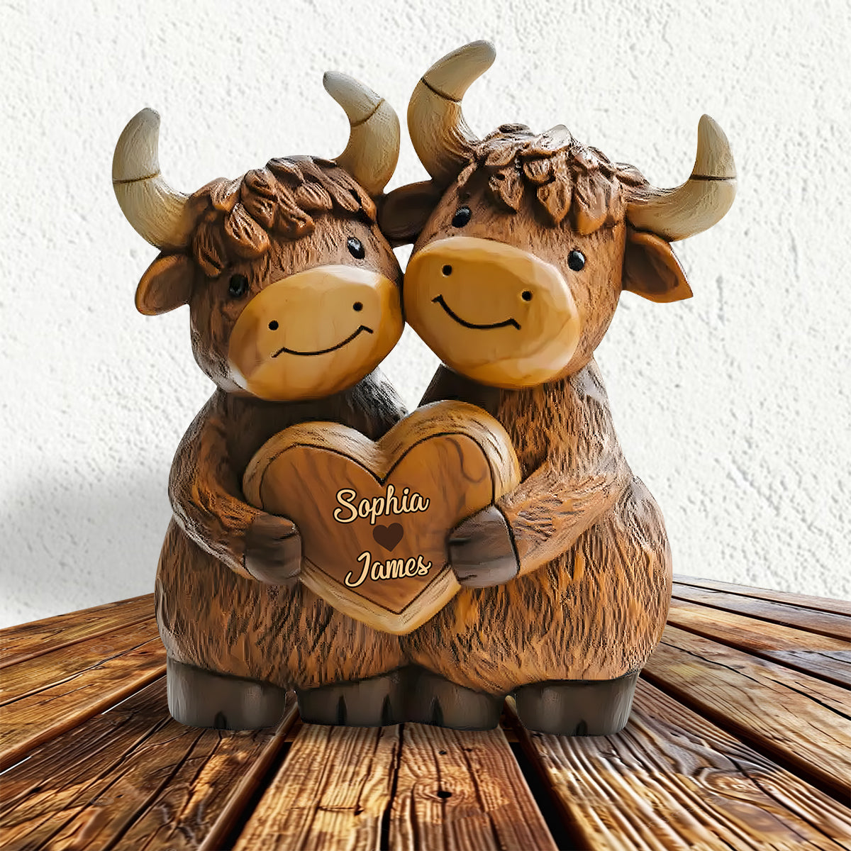 Cute Highland Cow Couple - Personalized Highland Cow Custom Shaped Acrylic Plaque