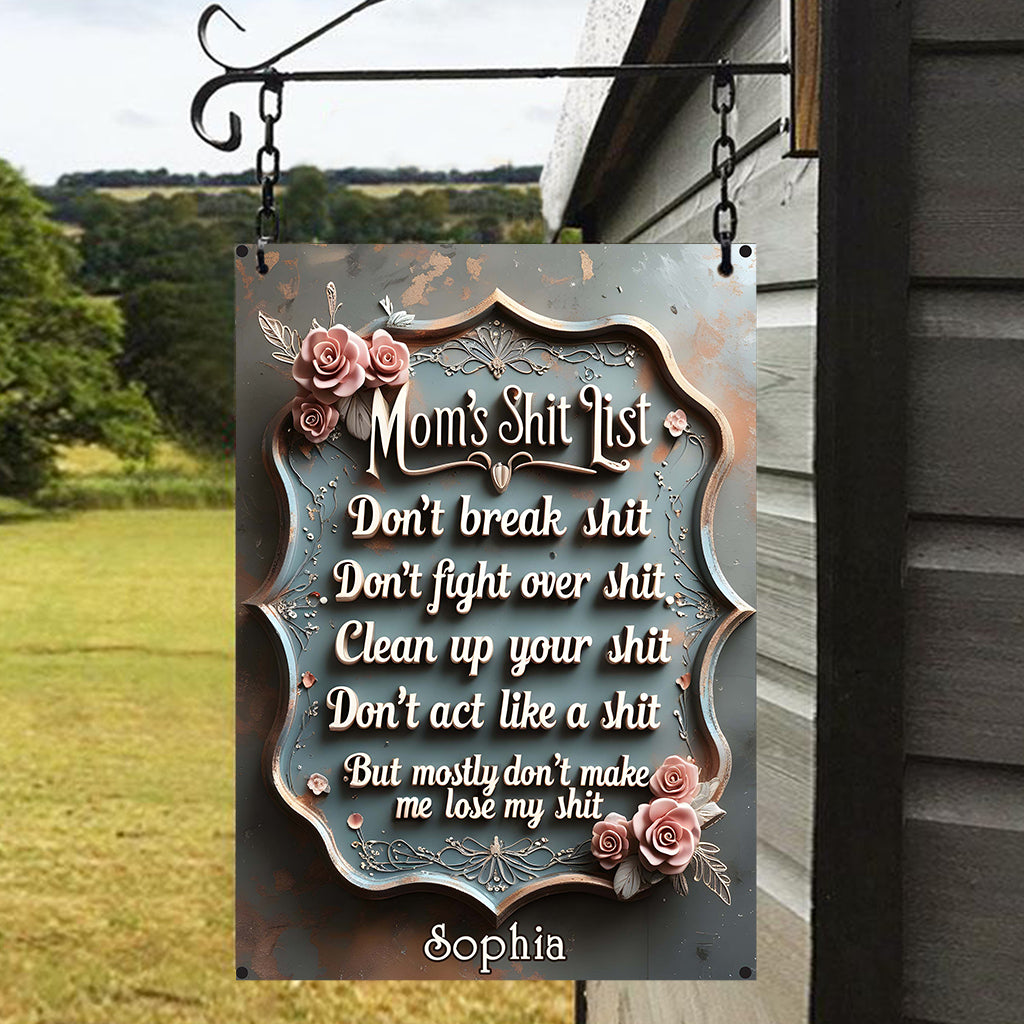 Mom's Shit List - Personalized Mother Rectangle Metal Sign