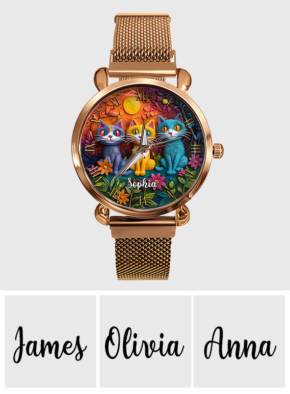 Bohemian Cat - Personalized Cat Women Hand Watch