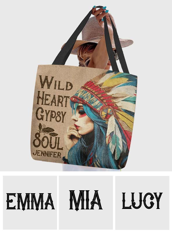 Native American Girl Wild Heart Gypsy Soul - Personalized American Indian Tote Bag