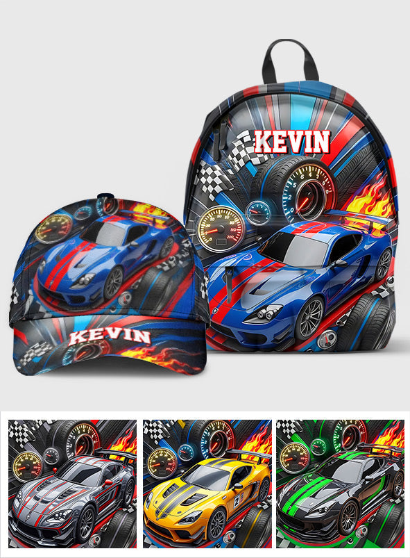 High-speed Racing Car - Personalized Kid Classic Cap & Backpack