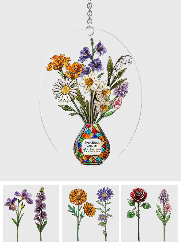 Grandma's Mom's Garden - Personalized Grandma Window Hanging Suncatcher Ornament