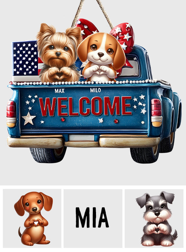 Welcome - Personalized Dog Custom Shaped Wood Sign