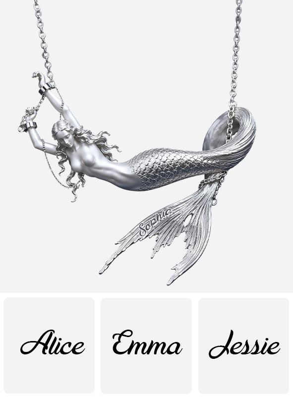 Soul Of A Mermaid - Personalized Mermaid Shaped Metal Pendant Necklace