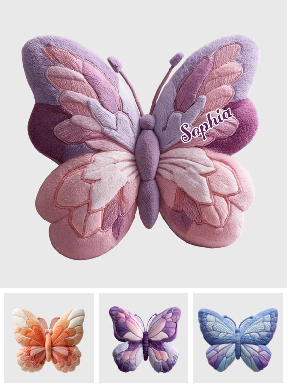 Fluffy Butterfly - Personalized Butterfly Faux Fur Shaped Pillow