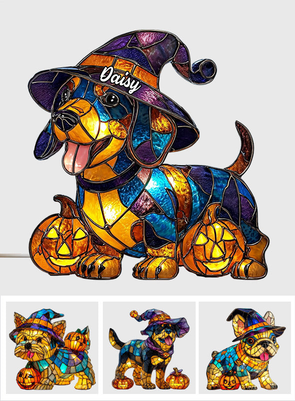 Gruselzeit – Personalisierte LED-Nachtleuchte für Hunde aus Acryl