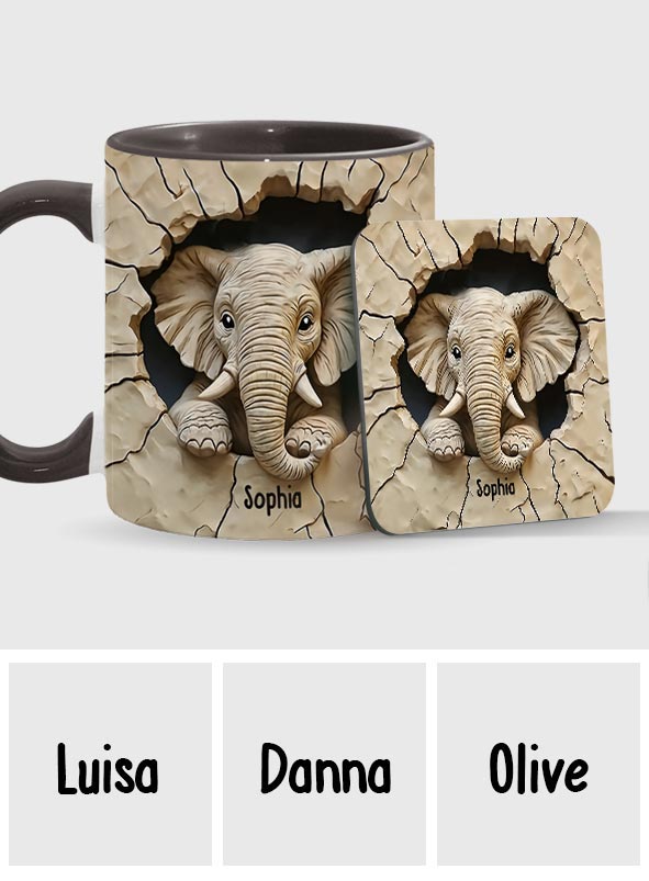 Love Elephant - Personalized Elephant Accent Mug