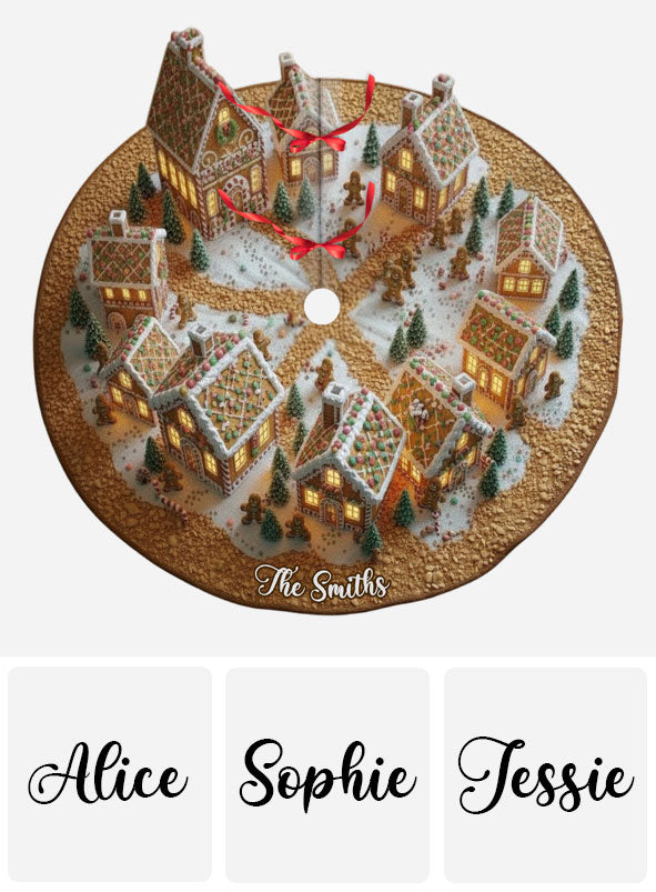 Gingerbread House Christmas - Personalized Christmas Shaped Tree Skirt