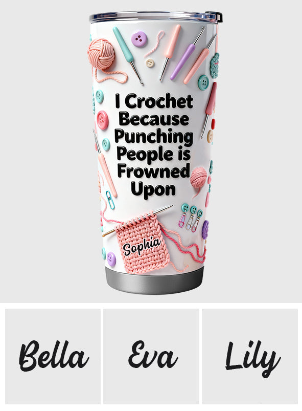 Gobelet personnalisé au crochet « J’adore le crochet »