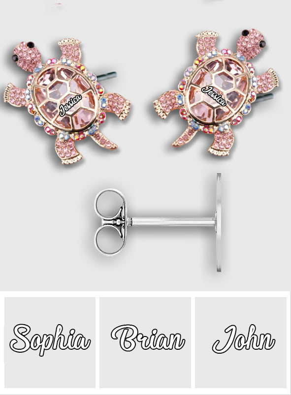 Cute Turtle - Personalized Turtle Stud Earrings