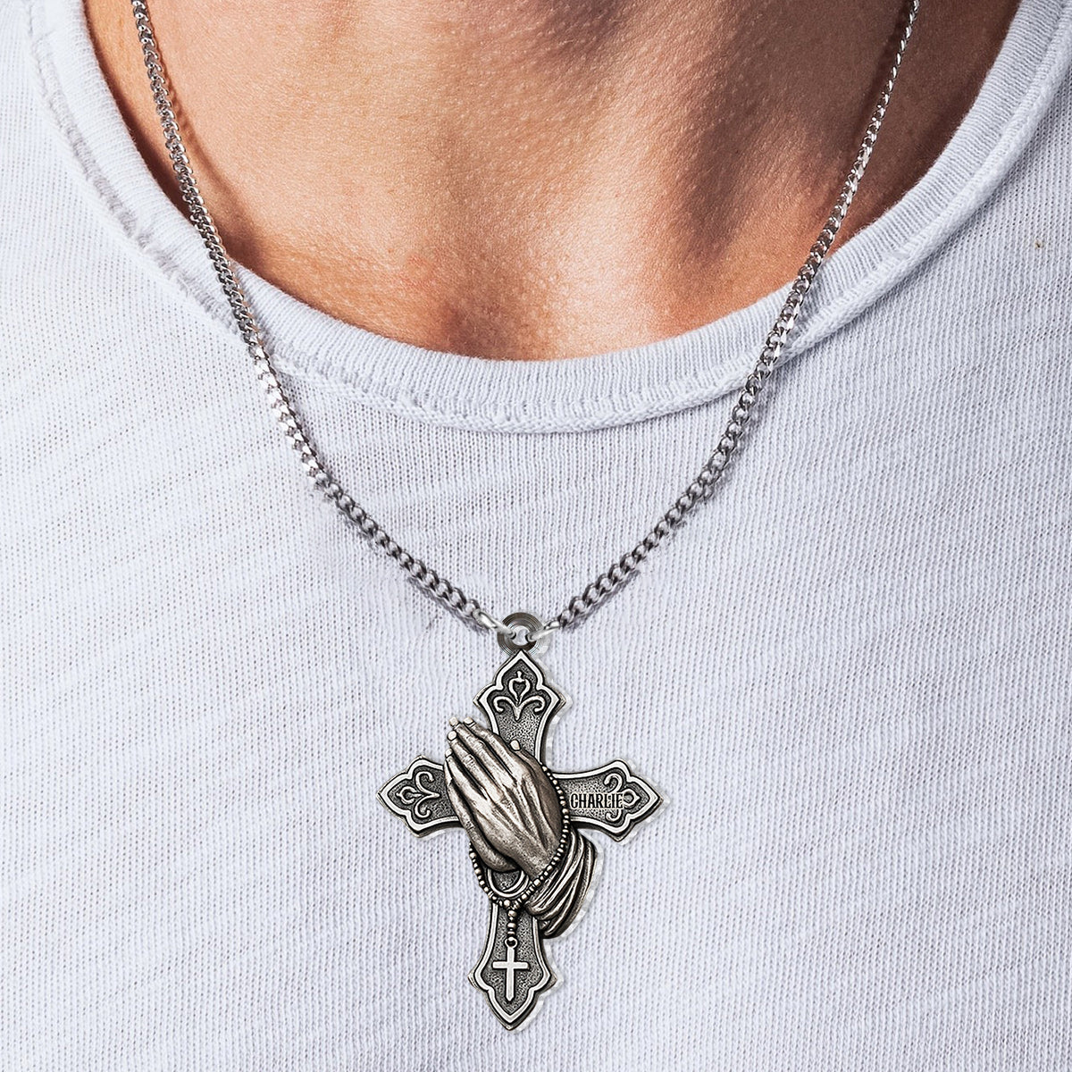 Christian Prayer - Personalized Christian Custom Shaped Pendant Necklace